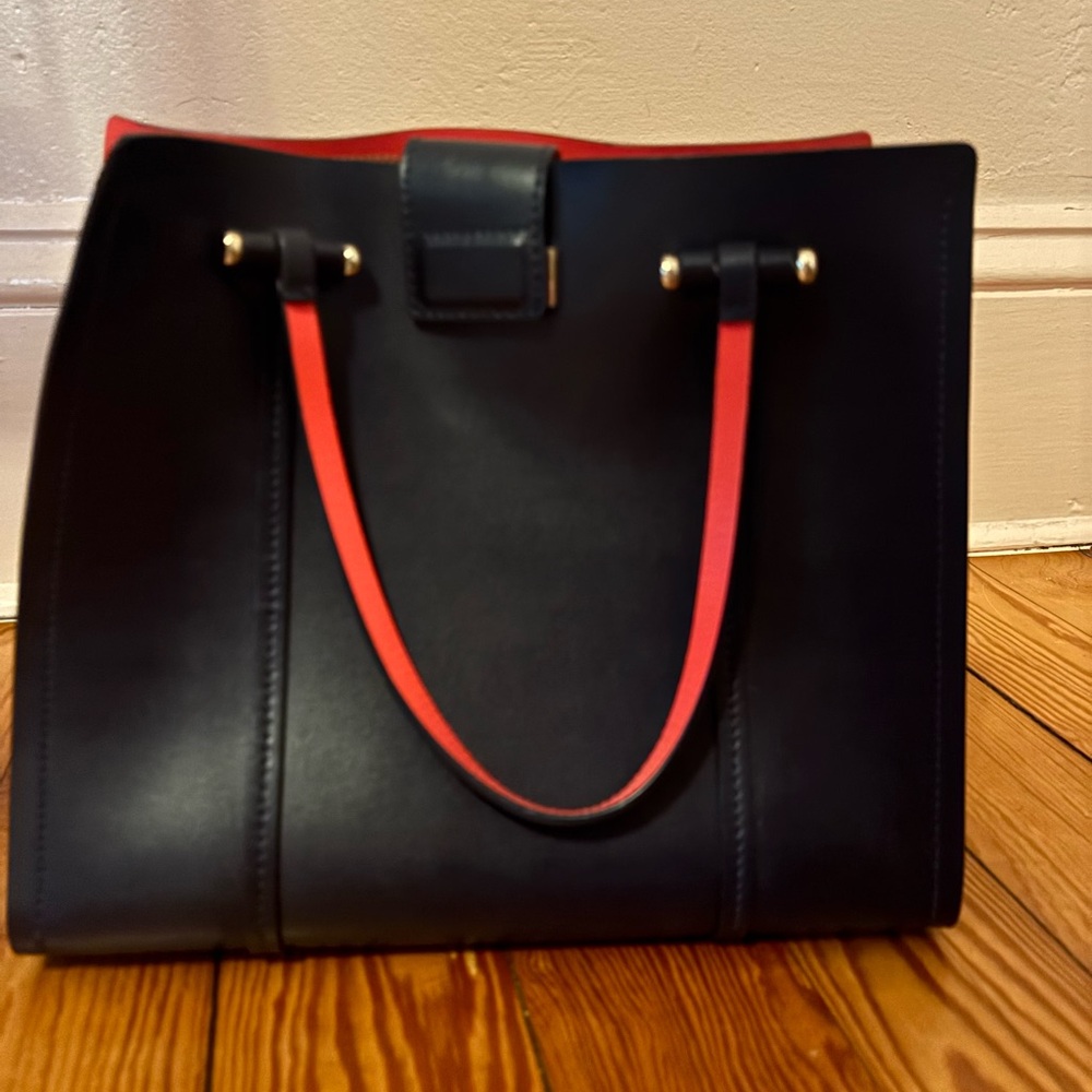 Kate Spade Red and Blue Tote Bag with Structured Design